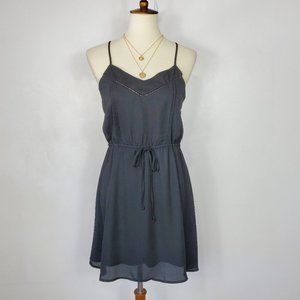Paper Crane Black Sleeveless Drawstring Waist V-Neck Dress Size S